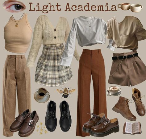 Light Academia Female Outfits, Dark Academia Outfits For Summer, Summer Acedamia Fashion, Victorian Academia Outfits, Bright Academia Outfit, Cottegcore Aesthetic Outfits, Light Academia Aesthetic Outfit Summer, Academia Outfits Summer, Style Chart Aesthetic