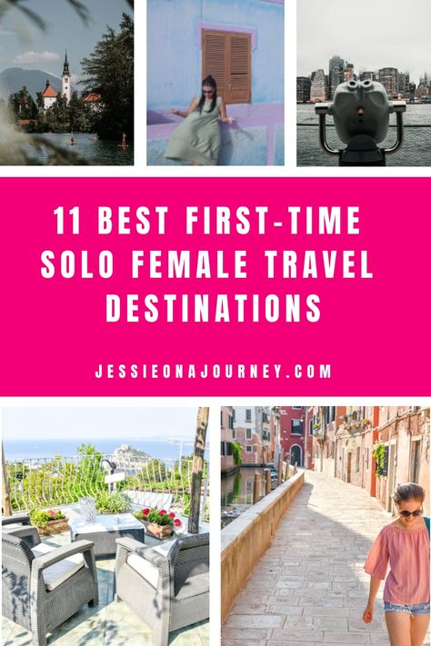 Pinterest pin that reads the best first time solo female travel destinations. Single Travel Woman, Solo Vacation Ideas Woman, Best Solo Trips For Women, Solo Trips For Women, Solo Female Travel Usa, Solo Vacation, Women Traveling, Single Travel, Solo Travel Destinations