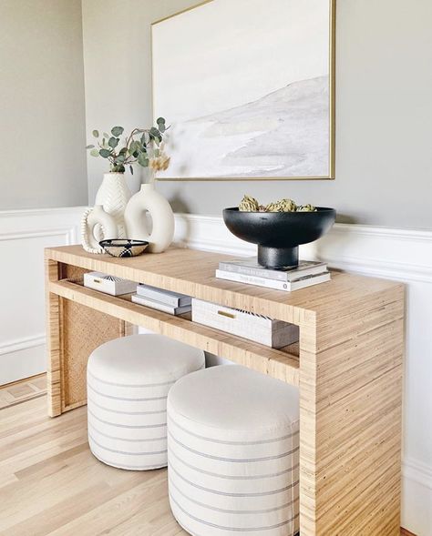 Console Table Coastal, Above Sideboard Decor, Console Table With Tv Above, Living Room With Console Table, Console Table With Tv, Art Over Console Table, Tv Table Decor Ideas, Above Table Decor, Bedroom Console Table Decor