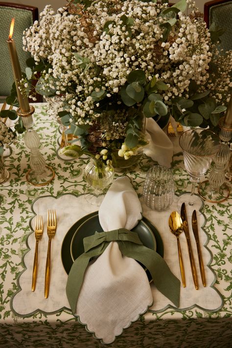 Our Linen Bows in Green are a perfect addition to any tablescape whether that is Spring, Summer, Autumn or Winter. Size: 5cm Dark Green Thanksgiving Table, Dinner Party Table Settings Winter, Forest Green Cream Gold Wedding, Flowers For Forest Green Wedding, Green Wedding Theme Indoor, Palm Leaf Table Setting, Over The Top Tablescapes, Grandmillenial Thanksgiving Table, Farm To Table Wedding Decor