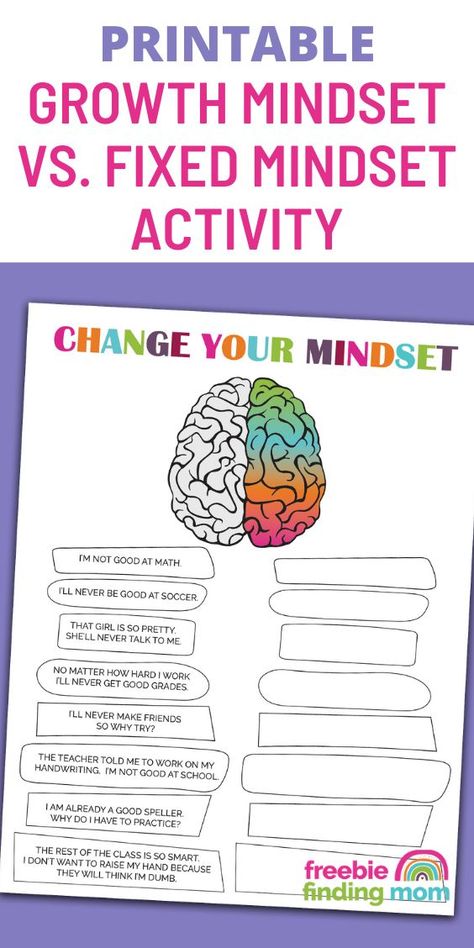 This is a printable growth mindset vs. fixed mindset activity that includes fixed mindset quotes in the left column that kids turn into growth mindset quotes and record in the right column. Growth Mindset Game, Mindset Definition, What Is Growth Mindset, Growth Mindset Vs Fixed Mindset, Growth Mindset Lessons, Growth Mindset For Kids, Smart Goals Template, Self Esteem Worksheets, Mindset Activities