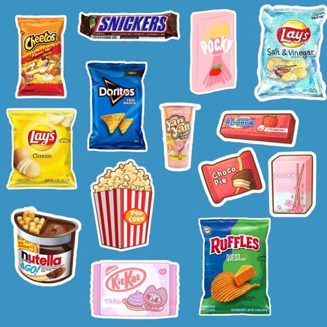 Grocery Stickers, Nutella Go, Candy Photography, Hi Chew, Pie Pops, Food Sticker, Food Clipart, Junk Food Snacks, Diy Canvas Wall Art