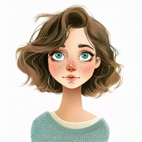 ✨🖼️Charming Illustrations with Midjourney Prompts: Tap the Link in my Bio🔗👀 Freckles And Blue Eyes, Stylised Portrait, Girl With Freckles, Whimsical Portraits, Face Cartoon, Eyes Images, Paris Illustration, Lady Face, Freckles Girl