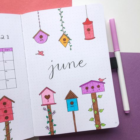 june birdhouse bullet journal theme #bujo #bujoideas #bulletjournal #bulletjournaling #bulletjournalideas Bujo 2025, Journal 2025, 2024 Journal, Creating A Bullet Journal, Bullet Journal Ideas, Spring Birds, Bullet Journal Notebook, Bullet Journal Design Ideas, Bullet Journal Themes