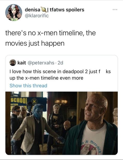 X Men Timeline, Xavier's School For Gifted Youngsters, X Men Funny, Everyday Habits, Marvel Xmen, Deadpool Wolverine, Marvel Stuff, Marvel Jokes, Marvel X