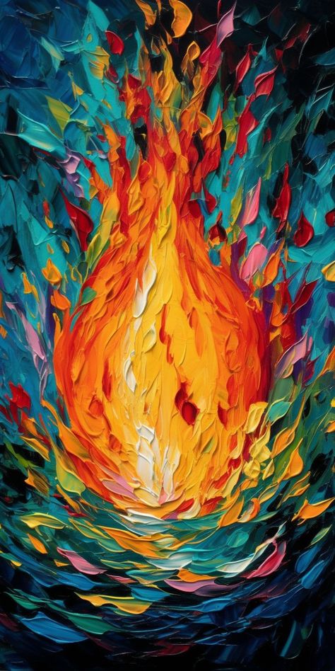 Behold this mesmerizing oil painting of an abstract flame, boasting a kaleidoscope of colors across the spectrum. Delight in the fluid dance of vibrant hues, evoking the ephemeral beauty of fire. This striking artwork captures the essence of energy and transformation, igniting your imagination. Wallpaper Fire, Leonid Afremov, Fire Painting, Fire And Water, Air Fire, Prophetic Art, Georgia O Keeffe, O Keeffe, Mixed Media Artwork