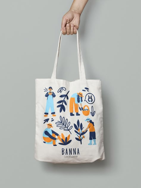 Tote-bag Illustration for Banna on Behance Tote Painting Ideas, Summer Illustration Art, Tote Bag Graphic Design, Eco Bag Design, Tote Bag Illustration, Creative Tote Bag, Tote Bag School, Happy Graphics, Tote Bag Inspo