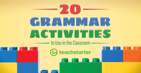 20 ways to make teaching and learning the wonderful world of grammar fun. How To Teach Grammar, Cloze Activity, Grammar Games, Good Grammar, Grammar Humor, Teaching English Grammar, Grammar And Punctuation, Grammar Activities, Teaching Grammar