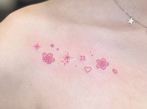 Soft Tattoo, Cat Tattoo Ideas, Floral Back Tattoos, Cute Thigh Tattoos, Pink Tattoo, Small Pretty Tattoos, Kawaii Tattoo, Cute Little Tattoos, Cute Tiny Tattoos