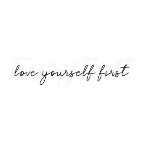 Tattoo With Words For Women, Tattoo Ideas Strong Women, Love Yourself First Spine Tattoo, Love Yourself Quote Tattoo, Self Love Spine Tattoos For Women, Love Your Self First Tattoo, Small But Cute Tattoos, Self Love Quote Tattoo, Self Love Word Tattoo