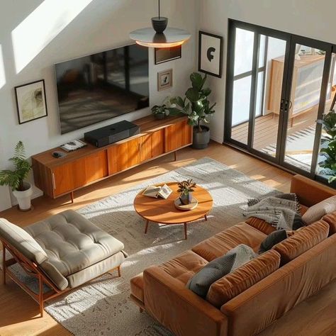 Mid Century Tv Set Up, Coffee Chairs Design Living Rooms, Apartment Design Styles, Inspirational Interior Design, Mid Century Modern New York Apartment, Midcentury Modern Inspiration, Modern Mid Century Living Room Decor, Midcentury Boho Living Room Decor, Modern Living Room Apartment Ideas