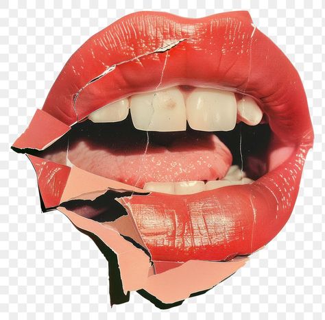 Lips Icons Aesthetic, Mouth Graphic Design, Newspaper Clipart, Homemade Magazine, Mouth Collage, Tongue Illustration, Aesthetic Teeth, Lips Collage, Abstract Lips