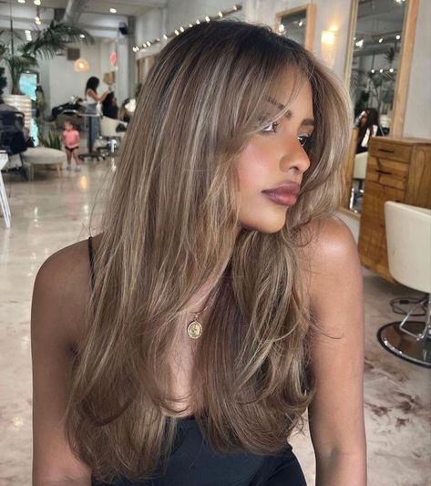 Balayage Hair Wedding Hairstyles, Hair Color On Asian Women, Blonde On Mexican Skin, Cool Tone Brown Highlights, Best Hair Colors For Brown Skin, Hair Color Ideas For Dark Skin Latinas, Dark Brown To Blonde Ombre, Honey Blonde Hair On Latinas, Latina Blonde Hair Olive Skin