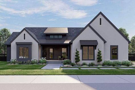 3-Bedroom Modern Single-Story Cottage with Side-Entry Garage and Open Concept Living Modern Cottage Style, Cottage Style House Plans, Lap Siding, Modern Ranch, Modern Cottage, Modern House Plan, Modern Farmhouse Plans, Exterior Siding, Best House Plans