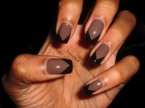 Taupe Nails, Black French Nails, Brown Nails Design, Nail Tip Designs, Black Nail Art, Vacation Nails, Black French, Glitter Nail Polish, Brown Nails