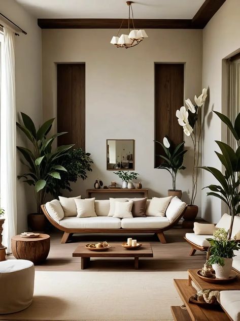 Japandi Interior Design Living Room, Kitchen Japandi, Plantas Interior, Japandi Interior Design, Zen Home Decor, Zen Home, Japandi Design, Japandi Interior, Japandi Style