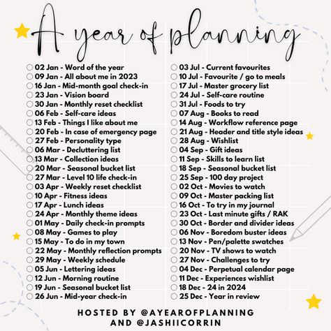 A Year of Planning 2023 | JashiiCorrin on Patreon Habit Journal Ideas, Yearly Goals Bullet Journal, Year Journal Ideas, Bullet Journal Challenge, Monthly Journal Ideas, Planning 2023, Year Planning, Journaling Tips, To Do Planner