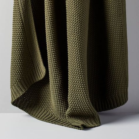 Cotton Knit Throws Olive Throw Blanket, West Elm Pillows, Herringbone Blanket, Florida Life, West Elm Kids, College Stuff, Chenille Pillow, Leaves Pillow, Woven Wall Art