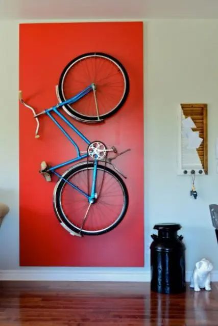 Bicycle Wheel Decor, Bike Storage Design, Bike Storage Home, Bicycle Room, Paint Frame, Bike Storage Solutions, Bike Hanger, Bicycle Storage, Wheel Decor