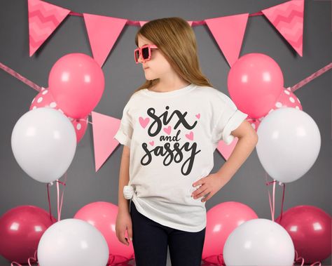 Birthday Day Outfit, Girls 6th Birthday, 6th Birthday Shirt, Navy Sister, Graduation Shirts For Family, 6th Birthday Party, Sixth Birthday, Sassy Shirts, Sassy Tee