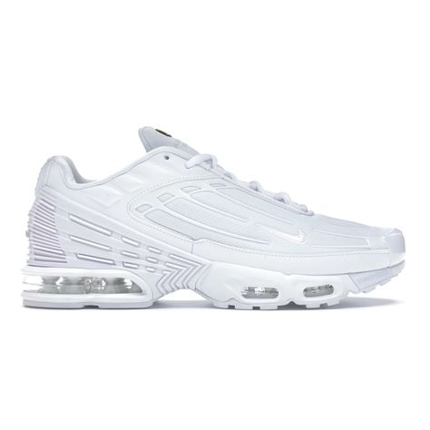 Nike TN Air Max Plus 3 Triple White  SA Sneakers Nike Tuned, Stylish Running Shoes, Red Trainers, Nike Tn, Blue Trainers, Nike Air Max Plus, Air Max Plus, Trainer Sneakers, Triple Black