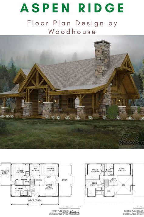 Adirondack Cottage, View House Plans, Mountain View House, House Plans With Loft, Timber Frame Home Plans, Log Cabin Plans, Log Cabin Floor Plans, Contemporary Cabin, House Plan With Loft