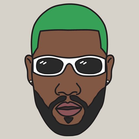 Brent Faiyaz Cartoon Art, Brent Faiyaz Drawing Cartoon, Cartoon Frank Ocean, Easy Baddie Drawings, Frank Ocean Painting Easy, Frank Ocean Drawing Easy, Rapper Paintings Easy, Bape Characters, Ocean Drawing Easy