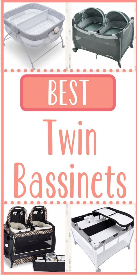 Twin Bassinet Co Sleeper, Things You Need For Newborn Twins, Twins Must Haves, Twin Cribs Small Spaces, Bassinet For Twins, Best Twin Products, Twin Bassinet Ideas, Small Twin Nursery Ideas, Twin Registry Checklist