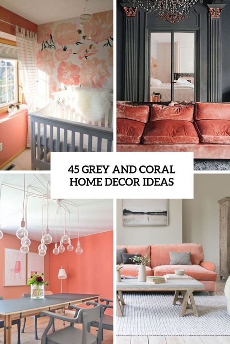 grey and coral home decor ideas cover Coral Bathroom Decor, Coral Living Rooms, Coral Room, Coral Home Decor, Coral Bedroom, White Wall Bedroom, Cute Living Room, Gray Bathroom Decor, Coral Decor