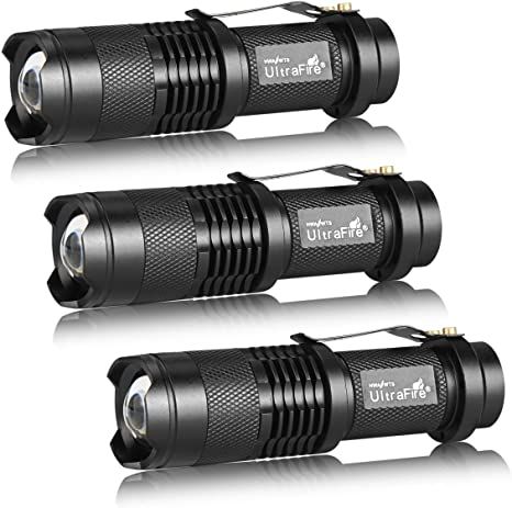 3 Pack UltraFire Mini Flashlights Focus Adjustable SK68 Single Mode Tactical LED Flashlight, Ultra Bright 300 Lumens Torch - - Amazon.com Urban Survival Kit, Mini Flashlights, Urban Survival, Camping Lanterns, Tactical Flashlight, Camping Lights, Hiking Equipment, Survival Kit, Led Flashlight