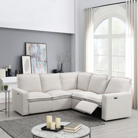 Features: Adjustable Power Recline: The power reclining mechanism lets you find your ideal position with ease, providing personalized comfort for everyone. Power Reclining Sectional Sofa, Soft Chair, Power Recliner Chair, Living Ro, Power Reclining Sofa, Sectional Sofa Couch, Theater Seating, Home Theater Seating, Upholstered Sectional