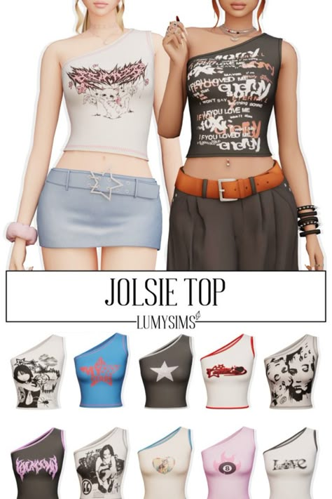 Sims 4 Cc Clothes Tank Top, Sims 4 Cc One Shoulder Top, The Sims 4 Cc Tank Top, Sims 4 Cc Elena Gilbert Clothes, Sims 4 Cc Female Clothes Y2k, Ts4cc Y2k, 2000s Clothes Sims 4 Cc, Ts4 Shorts Cc, The Sims 4 Cc Tops Female