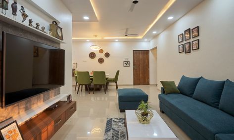 3bhk home interior design at kalyan, mumbai Mumbai Home Interiors, 2bhk Interior Design, 3bhk Interior Design, Small Flat Interior, Home Interior Design Indian, Interior Design Indian, Flat Interior Design, Simple Living Room Decor, Design Cafe