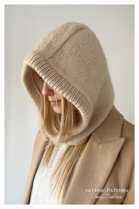 Harris Hood Knitting Pattern Scarf With Hood Knitting Pattern, Hood Knitting Pattern Free, Cute Knit Patterns, Knitted Hood Scarf, Cloak Knitting Pattern, Knit Baklava, Cowl Hood Knitting Patterns Free, Baklava Knitting Pattern, Knit Hood Pattern Free