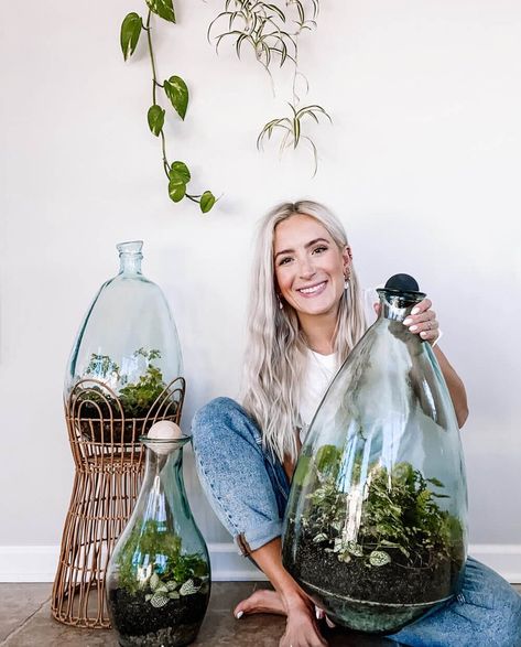 Building a Self-Sustaining Terrarium — House + Plant Hanging Plant Terrarium, Self Watering Terrarium, Terrarium Self Sustaining, Sealed Terrarium Bottle Garden, Terrarium Ideas Crystals, Diy Large Terrarium, Walk In Terrarium, How To Start A Terrarium, Glass Terrarium Ideas Easy Diy