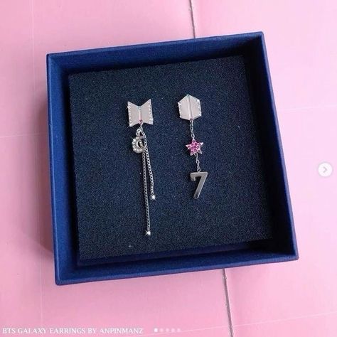 Bts Earrings, Bts Bracelet, Army Accessories, Bts Logo, Bts Clothing, Galaxy Earrings, Korean Accessories, Pretty Jewelry Necklaces, Jewelry Accessories Ideas