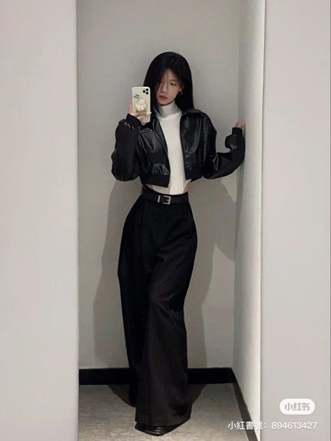 Fem Fetale Outfits, Fashion Designer Outfits Style Casual, Korean Dark Outfit, Corp Core Fashion, 4'11 Height Short People Outfits, Top Heavy Outfits, Asian Outfits Aesthetic, Mafia Lady Outfit, Kpop Inspo Outfits