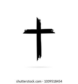 Cruz Vector, Cross Black And White, Grunge Cross, Simple Cross Tattoo, Church Logo Design, Cross Icon, Hand Painted Crosses, Cross Silhouette, Wings Icon