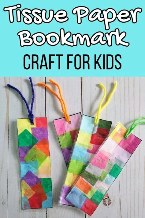 Grandparents Day Bookmarks, Diy Book Marks For Kids Easy Crafts, Bookmarks Diy Kids, Bookmark Crochet Tutorial, Bookmark Easy, Storytime Ideas, Homemade Bookmarks, Bookmark Crochet, Tissue Paper Crafts