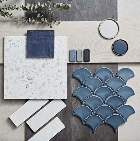 Modern Coastal Kitchen Mood Board, Coastal Style Color Palettes, Modern Style Mood Board, Coastal Material Board, Blue Bathroom Mood Board, Kitchen Mood Board Colour Palettes Blue, Coastal Kitchen Mood Board, Coastal Mood Board Interior Design, Modern Coastal Mood Board