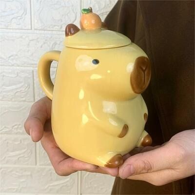 All Products · KOSMUI · Online Store Powered by Storenvy Ceramic Animal Mug, Capybara Orange, Ceramic Mug With Lid, Pretty School Supplies, Coffee Mug With Lid, Cute Capybara, Mens Bags Fashion, Mug With Lid, Floral Cat