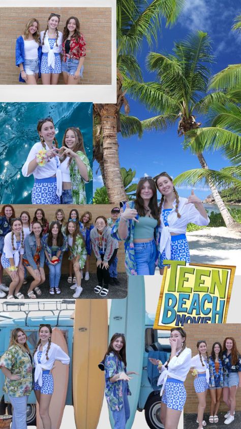 Biker Vs Surfer Spirit Week Outfit, Surfer Day Spirit Week Outfits, Surfer Spirit Week, Surfer Spirit Day Outfit, Surfer Outfit Spirit Week, Surfer Girl Costume, Teen Beach Movie Outfits, Teen Beach Movie Costumes, Team Beach Movie