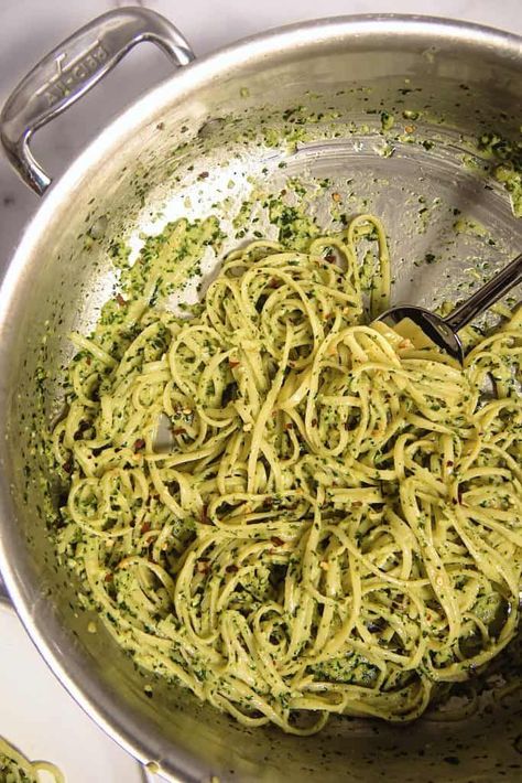 Pesto Pasta Sauce, Pesto Sauce For Pasta, Chicken Recipes For Two, Creamy Pesto Pasta, Creamy Pesto Sauce, Pesto Pasta Recipes, Growing Basil, Brunch Casserole, Creamy Pesto