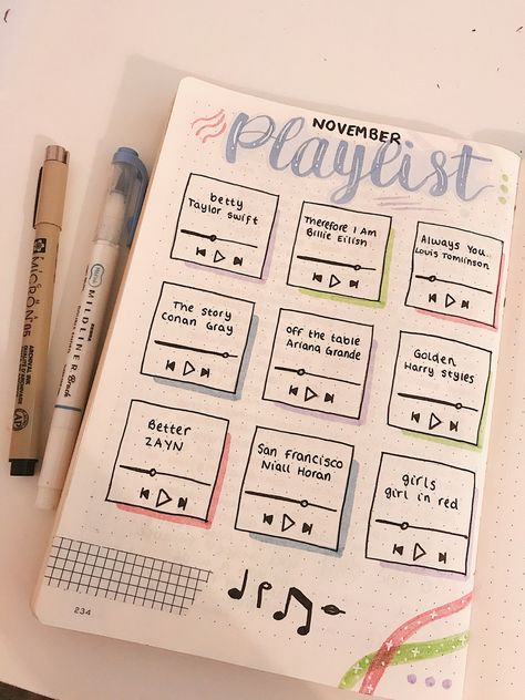 Bujo Playlist, Bullet Journal Work, Hadiah Diy, Bullet Journal Ideas Templates, Creating A Bullet Journal, Bullet Journal Mood Tracker Ideas, Bullet Journal Paper, Bulletin Journal Ideas, Bullet Journal Mood