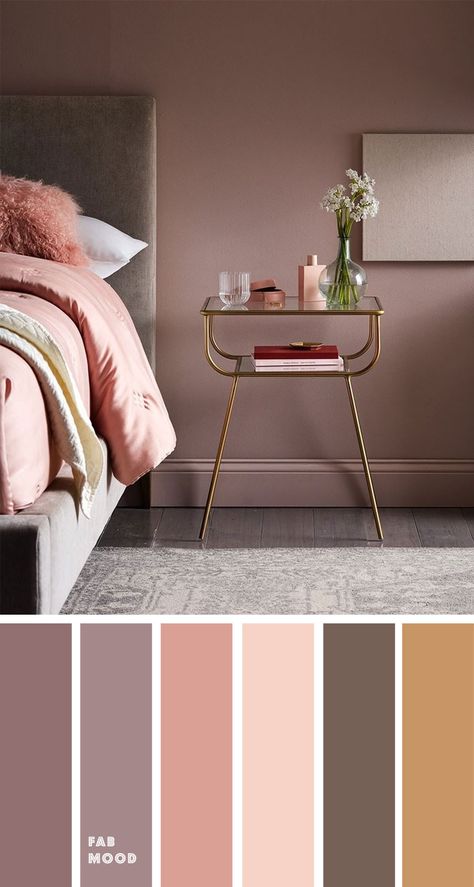 Earth Tone Colors For Bedroom { Mauve + blush + grey & gold accents } Bedroom Mauve, Mauve Bedroom, Colors For Bedroom, Beautiful Bedroom Colors, Mauve Blush, Bedroom Colour Palette, Bedroom Wall Colors, Earth Tone Colors, Room Color Schemes