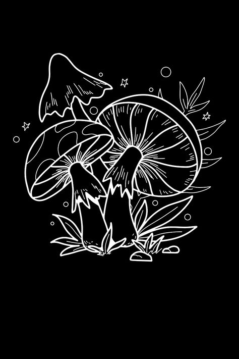 Black And White Mushroom Art, Things To Draw On T Shirts, Cool Mushroom Art, Designs To Draw On Shirts, Drawing Ideas On T-shirts, Bleach Mushroom, Mushroom Shirt Design, Clothing Print Design Ideas, Bleach Art Shirts Design