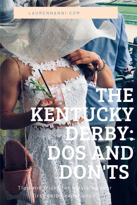 Headed to the Kentucky Derby? Click the link to read my dos and don'ts of the day so you can have the best derby experience possible! What To Wear To Kentucky Derby Party, Women Derby Outfit, Women’s Kentucky Derby Outfits, Churchill Downs Outfit, Steeplechase Outfit Women, Kentucky Derby Dress 2024, Derby Outfits For Women 2024, White Kentucky Derby Outfit, Casual Kentucky Derby Outfit