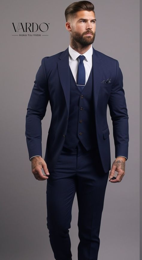 Buy Classic Navy Blue Men's Three-piece Notch Lapel Suit Tailored Fit Formal Wear for Weddings, Business, the Rising Sun Store, Vrado Online in India - Etsy Navy Blue 3 Piece Suit, Blue Black Suit, White Wedding Suits For Men, Mens Suits Style Modern, Three Piece Suit Wedding, Navy Blue Suit Men, Wedding Suits Men Blue, 3 Piece Suit Men, Blue Three Piece Suit