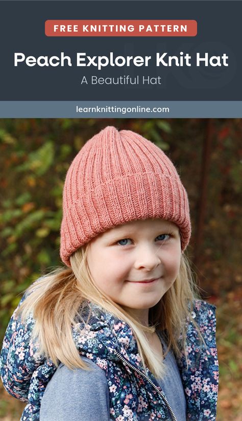 Child Hat Knitting Pattern, Learn Knitting, Hat Free Knitting Pattern, Winter Knitting Patterns, Fall Knitting Patterns, Beanie Pattern Free, Girls Knit Hat, Beanie Knitting Patterns Free, Easy Knitting Patterns Free