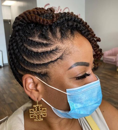 Protective Two-Tone Short Twists Natural Hair Flat Twist, Flat Twist Styles, Thick Natural Hair, Flat Twist Hairstyles, Short Twists, Twist Updo, Flat Twist Updo, Twisted Hair, Natural Hair Stylists